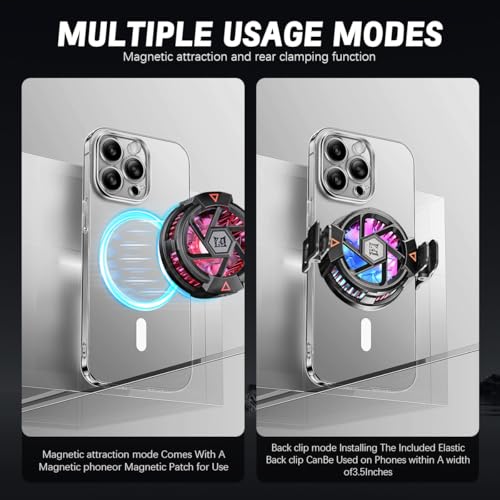 ZORBES® Phone Cooler with Detachable Clips Fan-Based Cooling for Mobile Magnetic RGB Gaming Rapid Cooling for Livestreaming Plug and Go 2PCS ZORBES® Phone Cooler with Detachable Clips Fan-Based Cooling for Mobile Magnetic RGB Gaming Rapid Cooling for Livestreaming Plug and Go 2PCS
